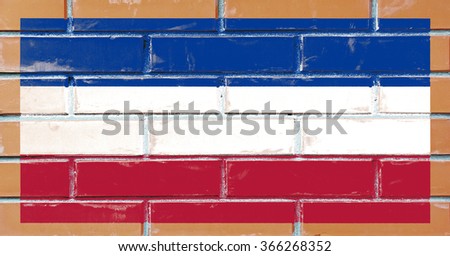 Serbia and Montenegro flag painted on old brick wall texture background