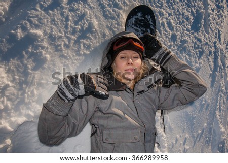 winter outdoor woman snowboarder 