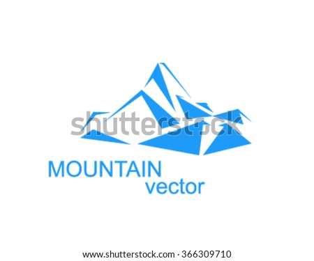  Vector mountains peak (Everest) logo.  Triangles art. Can be used as sports badge, emblem of mineral water, tourism banner, travel icon, sign, decor...  