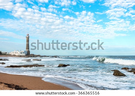 Lighthouse in Jose Ignacio near Punta del Este, Atlantic Coast, Uruguay Royalty-Free Stock Photo #366365516
