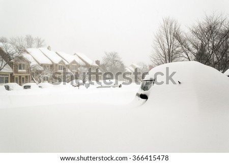 Cars covered in snow during snow Blizzard in Washington DC area. Virginia. Bull's eye of storm. January 23 2016