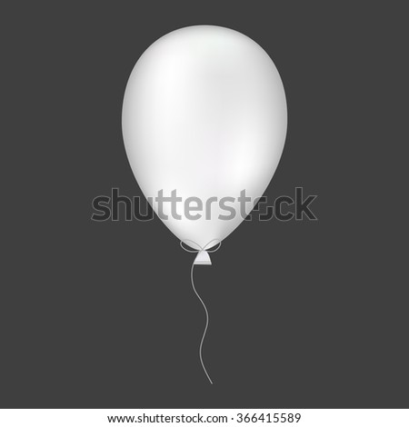 Vector illustration of shiny white glossy balloon. Realistic air  3 D ballon isolated on black background