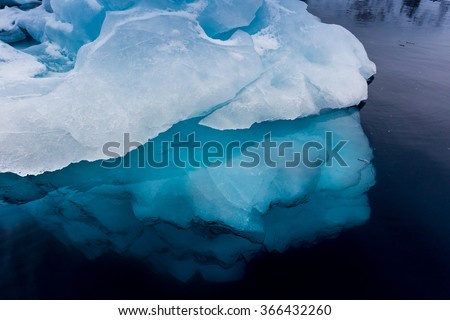Turquoise water with huge ice formations