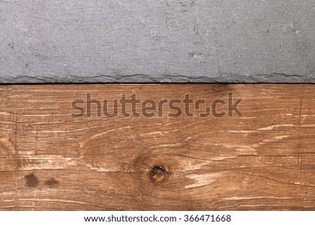 The texture of slate and wood for the background.