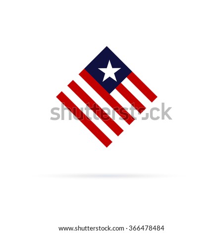MInimalistic American flag logo design in heart shape. Symbol