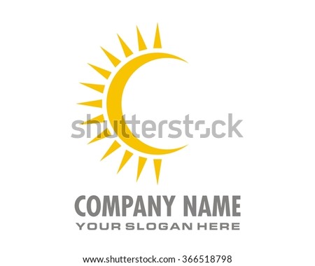 crescent sun logo image vector