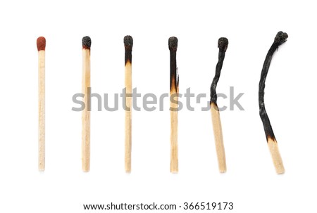 Different stages of match burning Royalty-Free Stock Photo #366519173