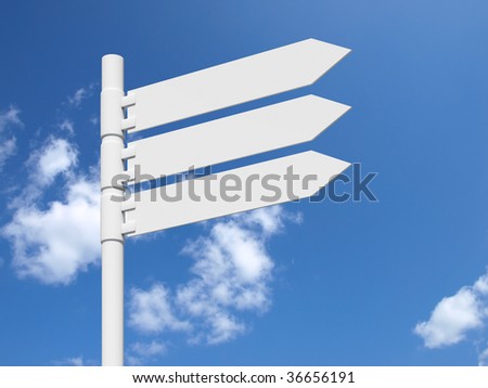 Blank white sign on a blue cloudy sky.