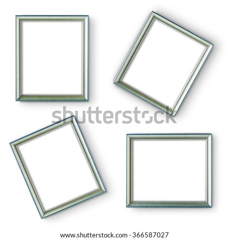 Silver wooden frames collection isolated on white background. Art gallery