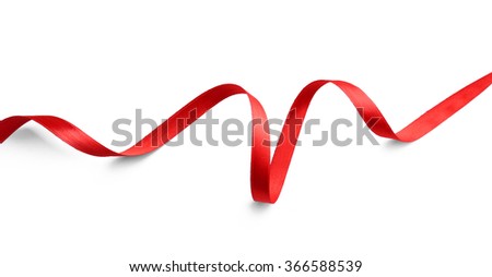 Red ribbon isolated on white Royalty-Free Stock Photo #366588539