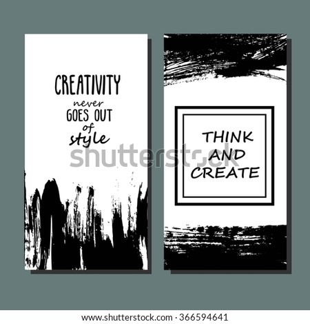 Printable Collection of Creative Freehand Cards. Hand Drawn Textures. Quote template.