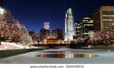Downtown Omaha shines with the holidays lights.