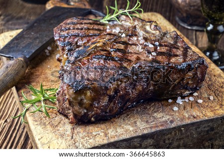 Dry Aged Barbecue Porterhouse Steak Royalty-Free Stock Photo #366645863