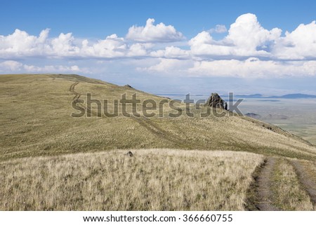 road track in the mountains of southern Altai. central Asia