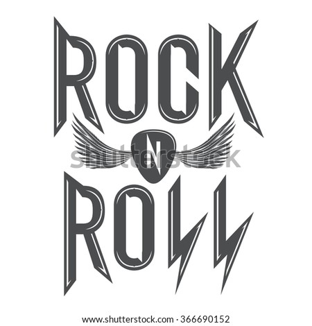 rock and roll music emblems, poster, labels, design elements.