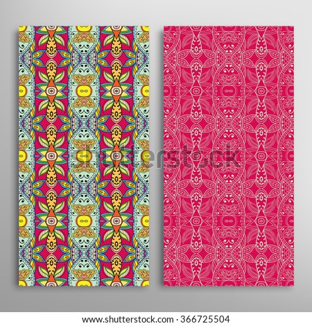 Vertical seamless patterns collection with floral geometric and lace texture for Wedding, Bridal, Valentine's day, greeting cards or Birthday Invitations, fabric or paper print. 