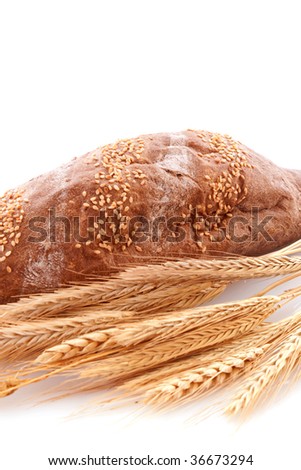 Fresh bread over white background