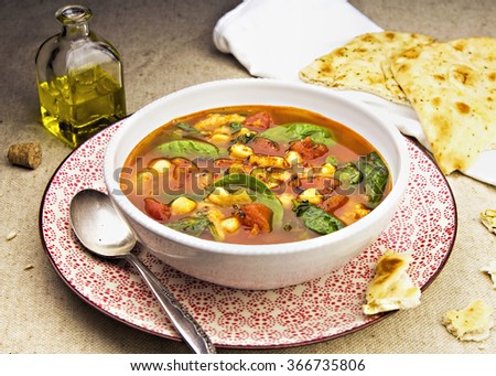 Moroccan soup with tomatoes and chickpeas