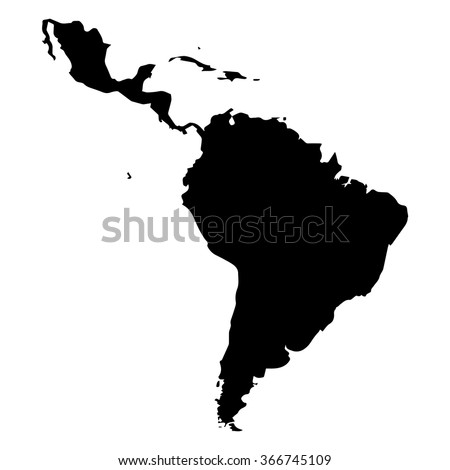 Vector map Latin America. Isolated vector Illustration. Black on White background. EPS Illustration. Royalty-Free Stock Photo #366745109