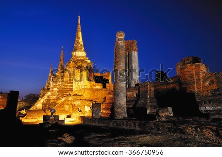 Wat Prasrisanphet, This is even more spectacular when the park is open.
To highlight even more beautiful. Phra Nakhon Si Ayutthaya, Thailand,World Heritage City
