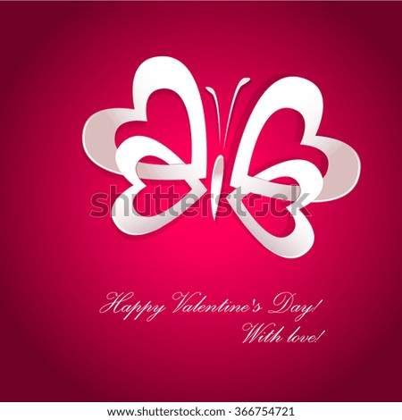 Butterfly of hearts. Happy Valentine's Day. Vector