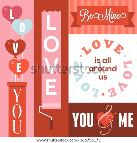 Vector Happy valentines day and wedding cards with ornaments, balloon, hearts, ribbon, and background