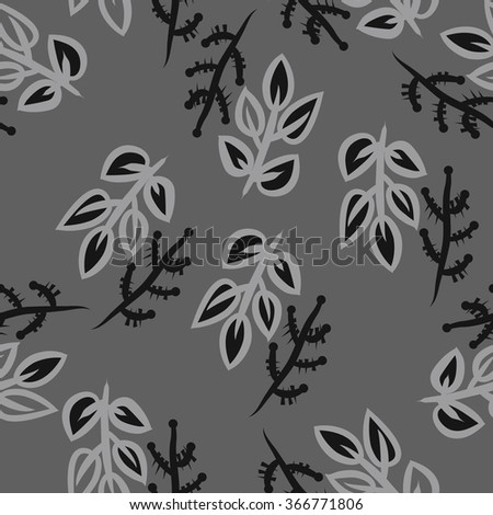 Floral seamless pattern, doodles,branches,leaves. Hand drawn.
