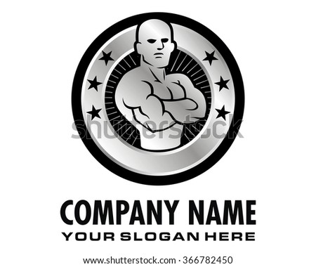 muscular man gym workout logo