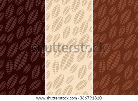 Vector set of seamless pattern for chocolate and cocoa packaging.