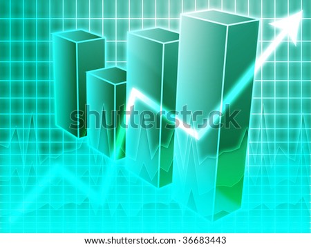 Barchart and upwards line graph financial diagram