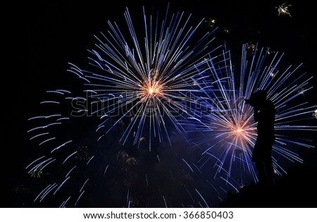 Photographer taking photos of fireworks