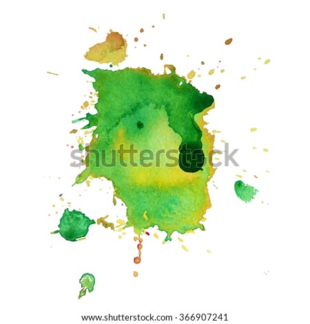 Expressive watercolor stain green color. Vector illustration eps 10