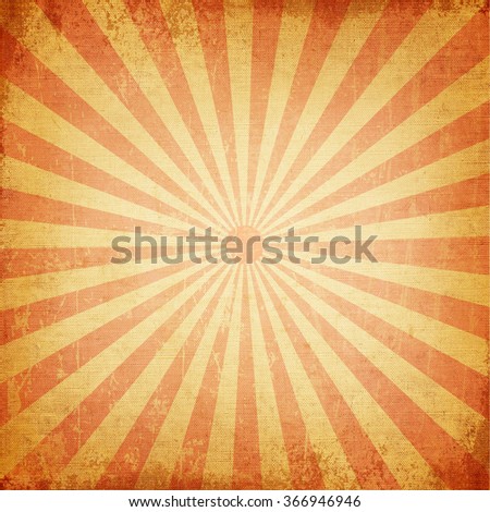 Vintage background of red sunray with retro canvas texture