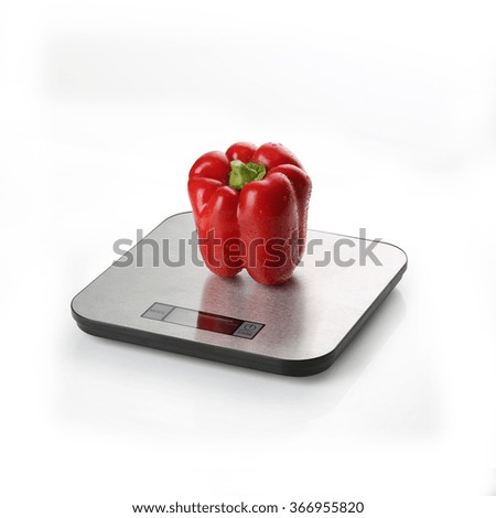 photo of the electronic scales with paprika against the white background