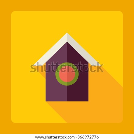 Flat modern design with shadow Icon  bird house