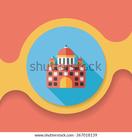building palace flat icon with long shadow,eps10