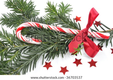 Fir with candy and red stars decoration