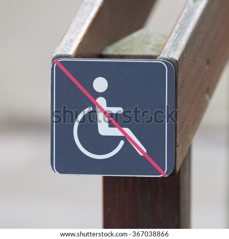 Disabled sign, handicapped person icon at a stairs