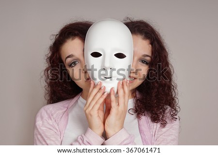 two-faced woman manic depression concept Royalty-Free Stock Photo #367061471