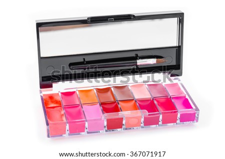 Colorful lipstick isolated on white background