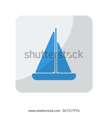 Blue Sailboat icon on grey rounded square button on white