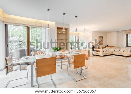 Horizontal picture of an interior of very fancy arranged residence