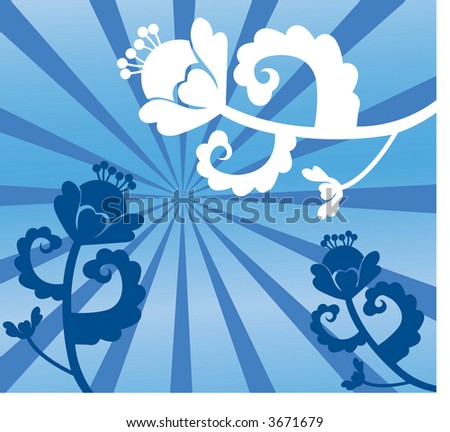stylized flower with highlight in blue vector