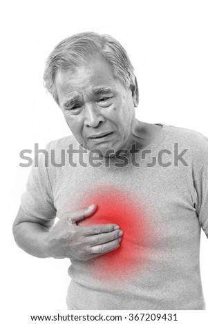 sick old man suffering from heartburn, acid reflux Royalty-Free Stock Photo #367209431
