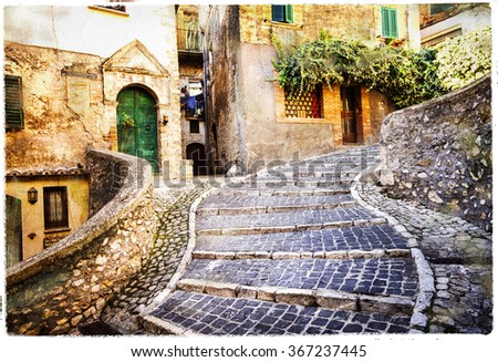 pictorial old streets of Italian villages, artistic retro picture