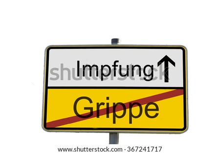german sign translation: grippe means flu, impfung means vaccination