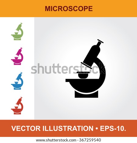 Vector Icon Of Microscope With Title & Small Multicolored Icons. Eps-10.