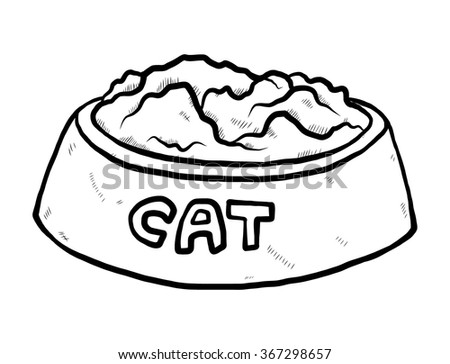 cat food / cartoon vector and illustration, black and white, hand drawn, sketch style, isolated on white background.