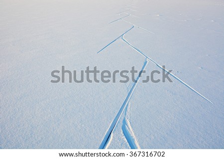 Ski-track at the snow desert. Picture can be used as a background