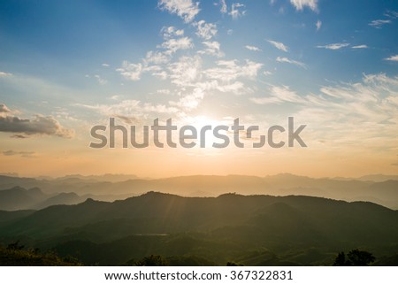 Sunset Mountain on blue sky